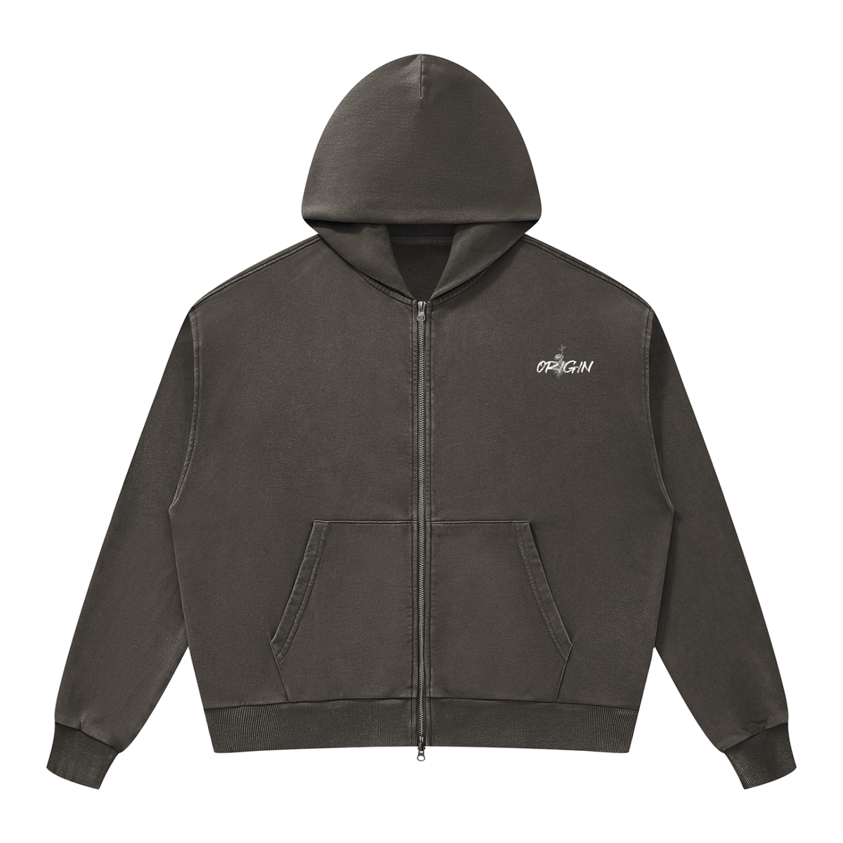 Unisex Mineral Wash Boxy Full Zip Hoodie
