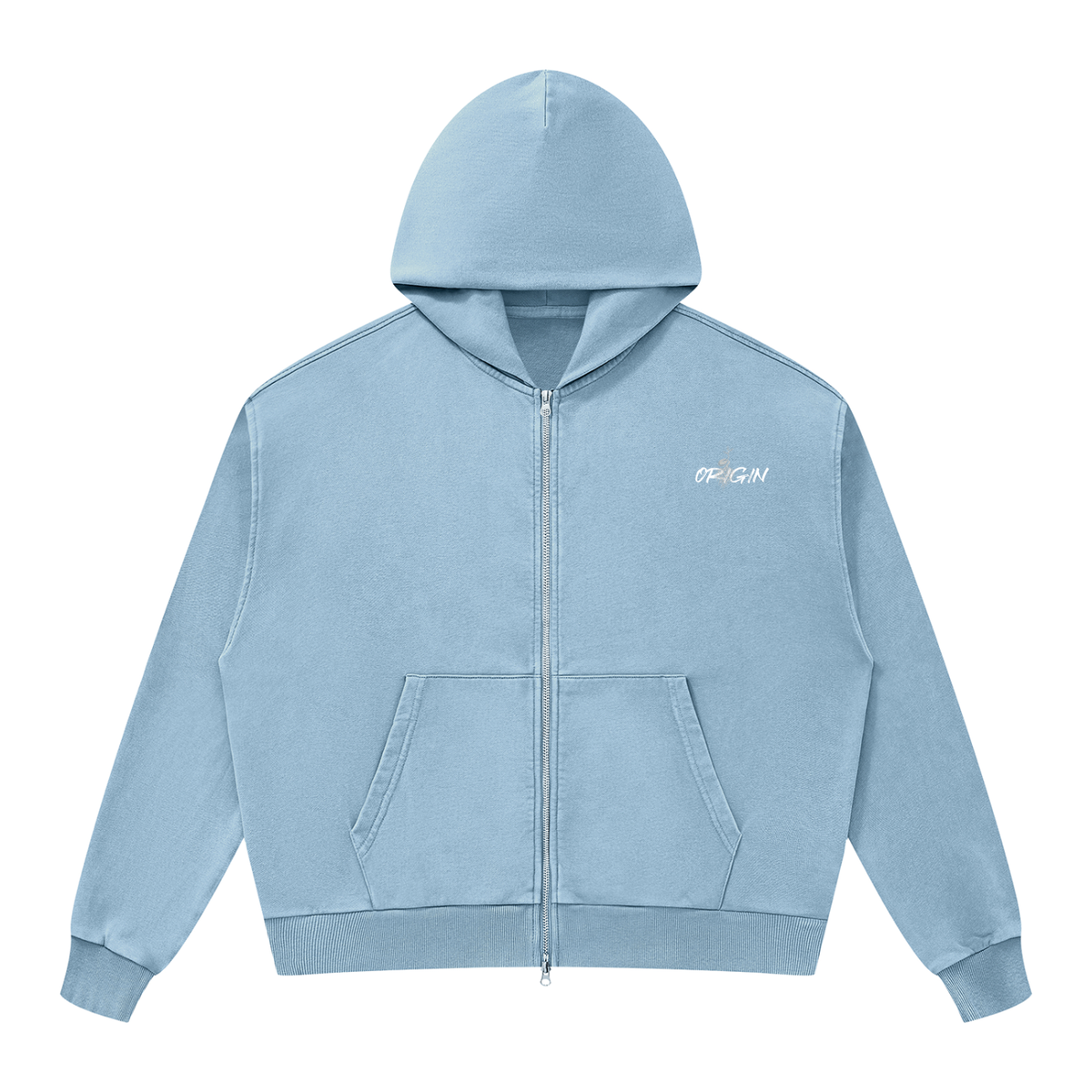Unisex Mineral Wash Boxy Full Zip Hoodie