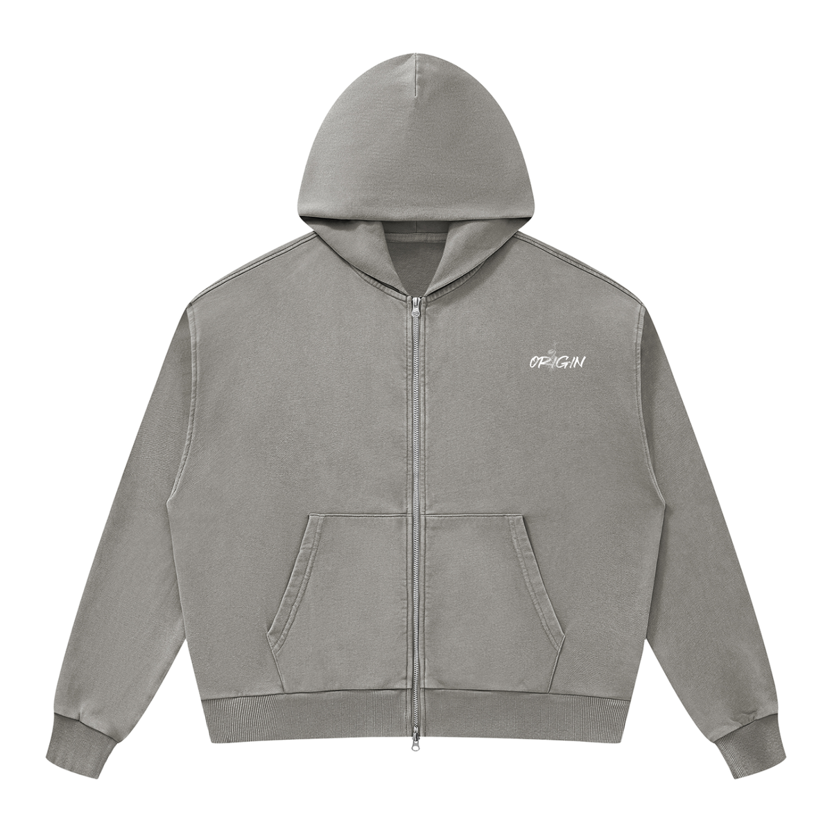 Unisex Mineral Wash Boxy Full Zip Hoodie