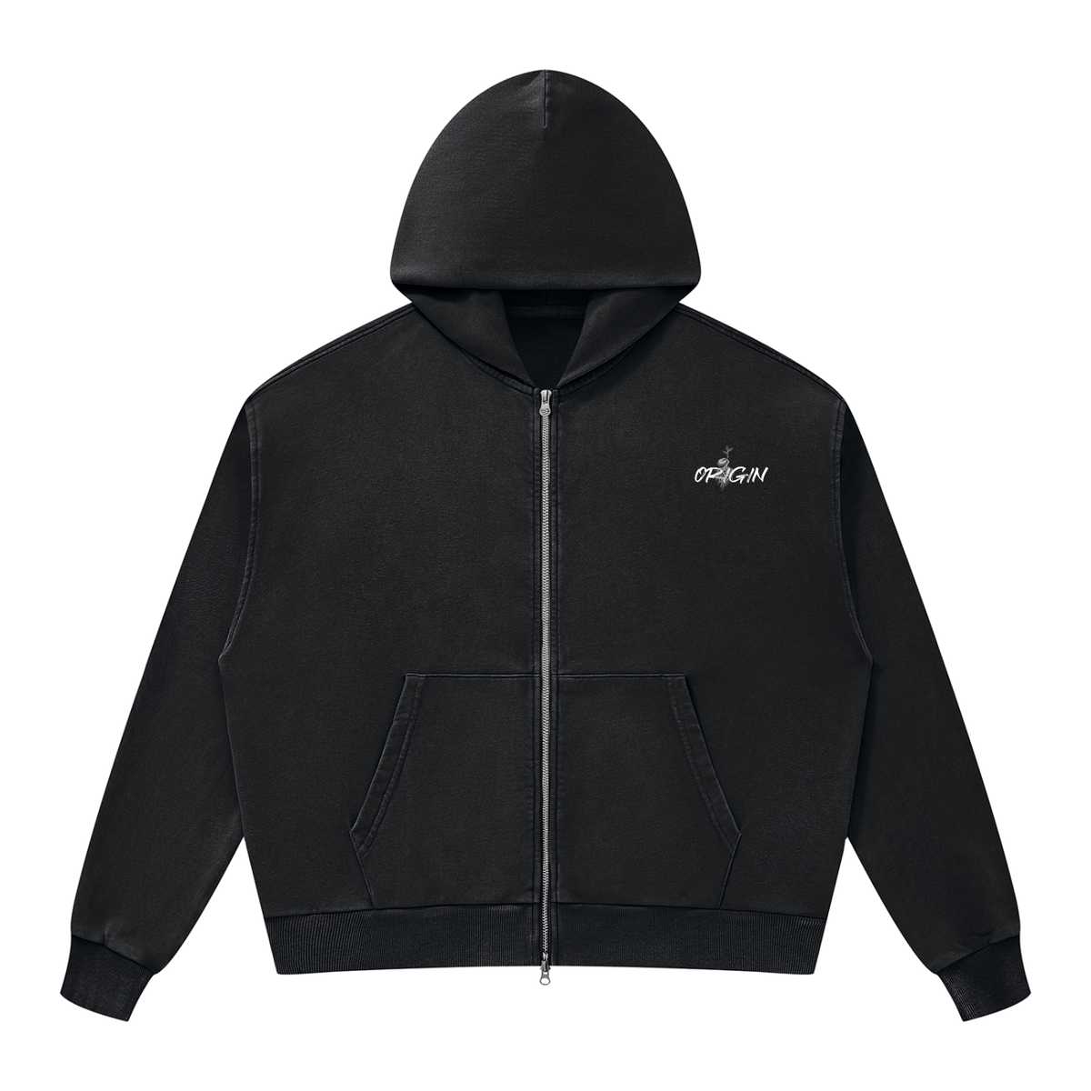 Unisex Mineral Wash Boxy Full Zip Hoodie